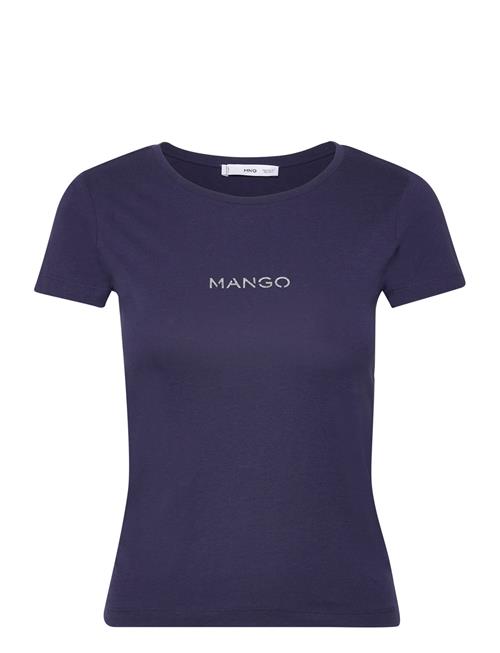 Logo Cotton T-Shirt Mango Navy