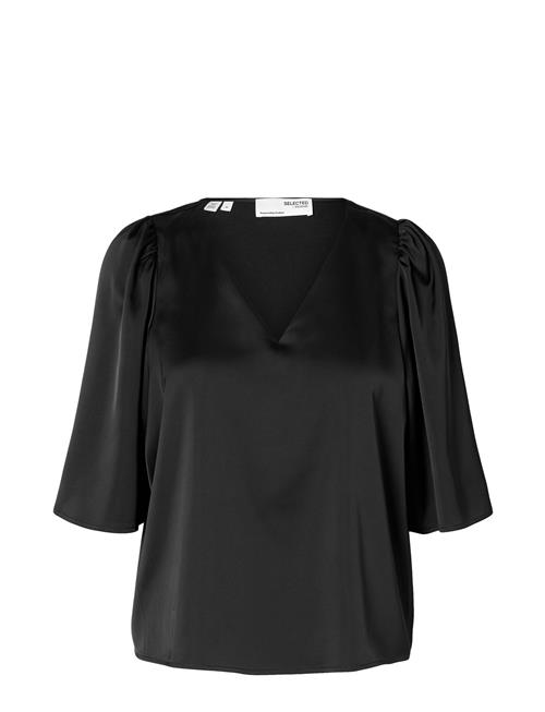 Selected Femme Slflena 2/4 V-Neck Top D2 Selected Femme Black