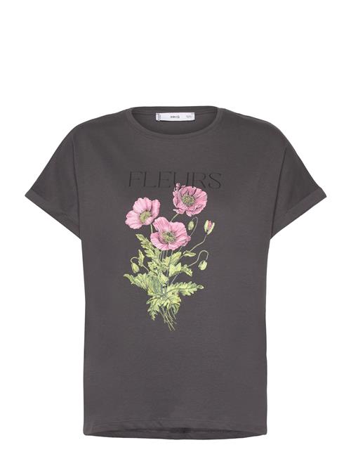 Mango Printed Cotton-Blend T-Shirt Mango Black