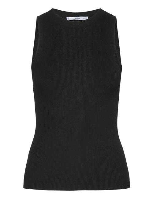 Mango Ribbed Knit Top Mango Black