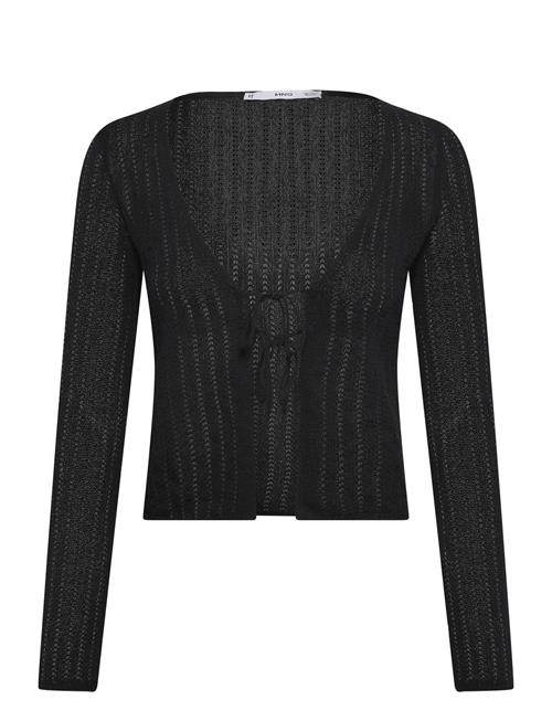 Knitted Cardigan With Ties Mango Black