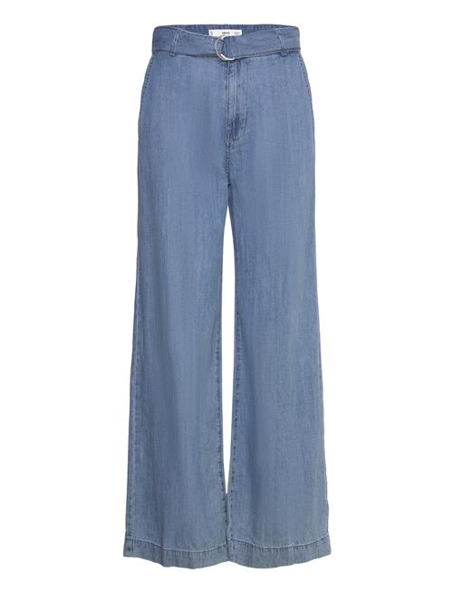 Mango Flowy Wideleg Trousers With Belt Mango Blue