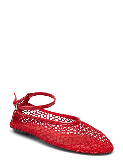 Mango Mesh Ballet Flats With Strap And Buckle Mango Red