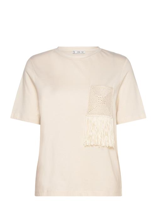 Crochet Detail T-Shirt Mango Cream