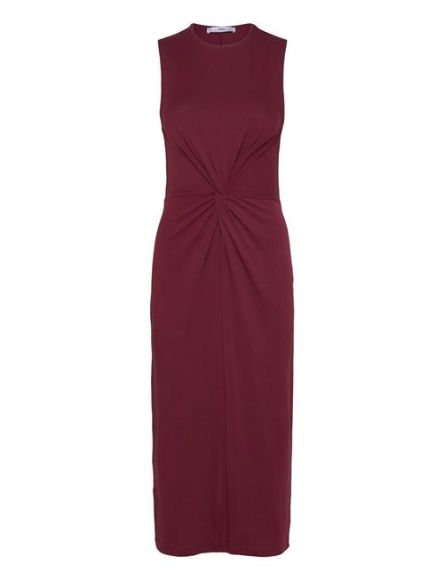 Se Mango Midi-Dress With Draped Detail Mango Burgundy ved Booztlet