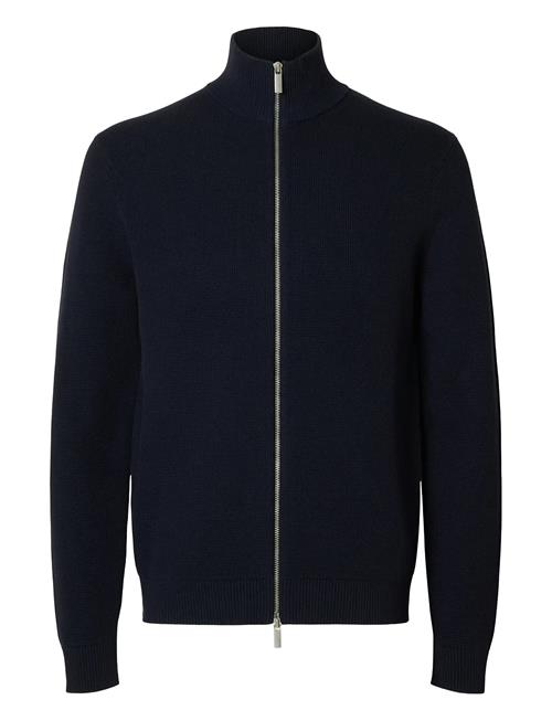 Slhdane Ls Knit Structure Full Zip Noos Selected Navy