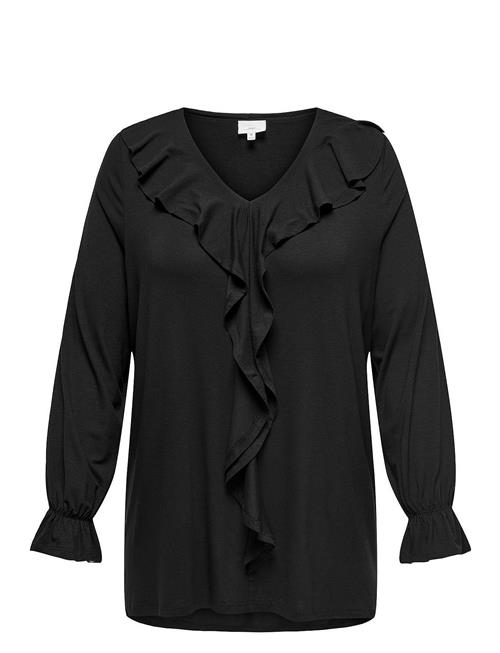 ONLY Carmakoma Carclarisa Life V-Neck Frill L/S Top Jrs ONLY Carmakoma Black