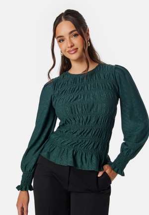 Se Happy Holly Long Sleeve Smock Top Dark green 32/34 ved Bubbleroom