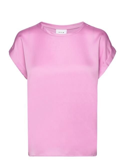 Viellette S/S Satin Top - Noos Vila Pink