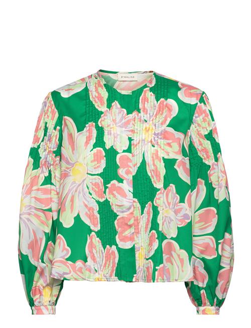 Se Malina Noelle Pleat Detail Printed Blouse Malina Green ved Booztlet