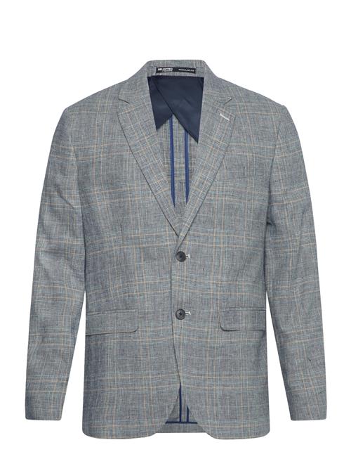 Se Selected Homme Slhreg-Kane Linen Check Blz Selected Homme Grey ved Booztlet