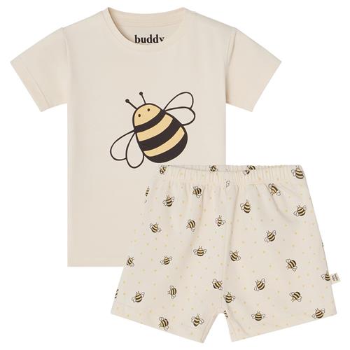 Buddy & Hope Molly GOTS Mønstret Pyjamas Med Bier Cremefarvet | Hvid | 74/80 cm