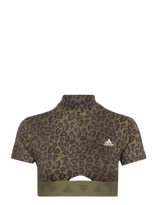 adidas Performance Crop Zip Tee Adidas Performance Patterned