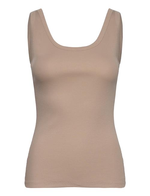 Se GANT Slim Ribbed Tank Top GANT Beige ved Booztlet