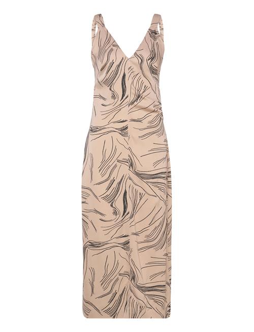 Calvin Klein Surface Print Slip Dress Calvin Klein Beige