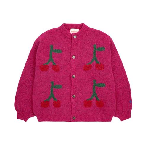 Bobo Choses Bobo Cherry Intarsia Cardigan Fuchsia | Lyserød | 6-7 years