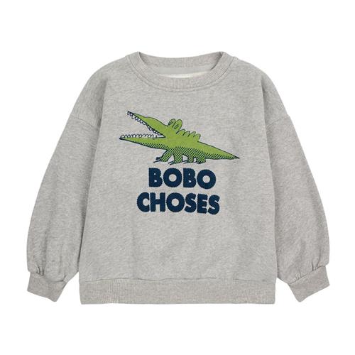 Bobo Choses Talking Crocodile Sweatshirt Lysegrå Melange | Grå | 6-7 years