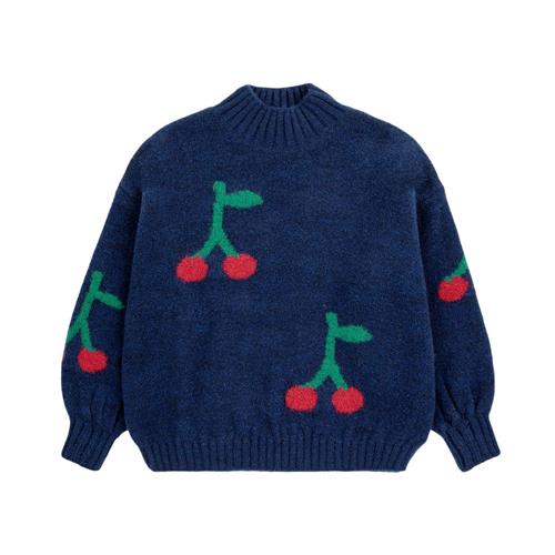 Se Bobo Choses Bobo Cherry Strikket trøje Navyblå | Marine blå | 6-7 years ved Babyshop