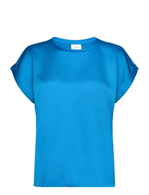 Viellette S/S Satin Top - Noos Vila Blue