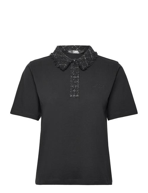 Se Karl Lagerfeld Boucle Polo T-Shirt Karl Lagerfeld Black ved Booztlet