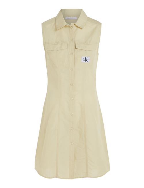 Calvin Klein Jeans Sleeveless Cotton Shirt Dress Calvin Klein Jeans Beige