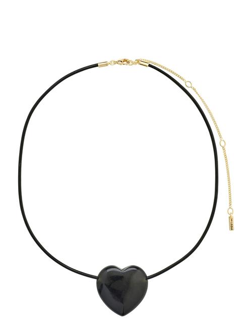 Pilgrim Stay Black Agate Necklace Pilgrim Gold