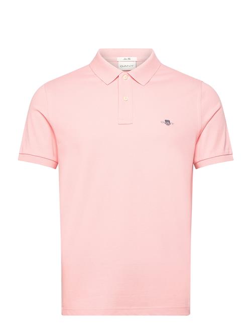 Se GANT Slim Shield Ss Pique Polo GANT Pink ved Booztlet