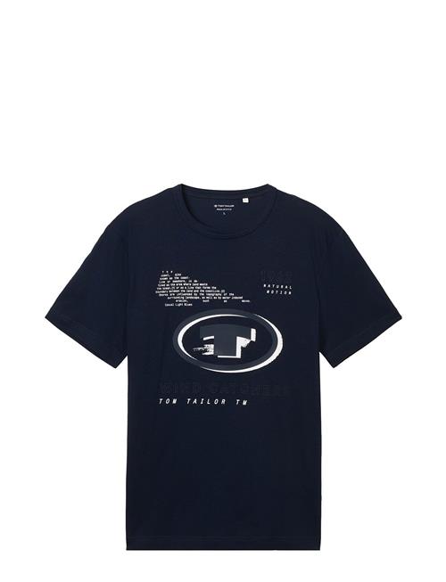 T-Shirt With Print Tom Tailor Navy