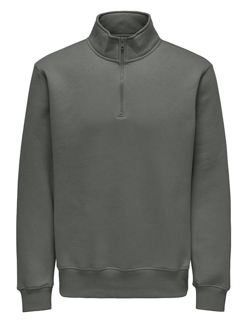 Se ONLY & SONS Onsconnor Reg 1/4 Zip Sweat ONLY & SONS Grey ved Booztlet