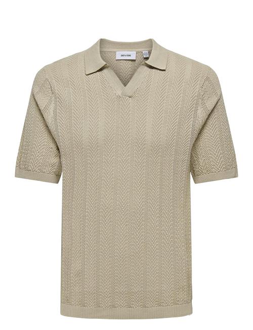 Se ONLY & SONS Onslucas Reg 12 Ss Crochet Polo Knit ONLY & SONS Beige ved Booztlet