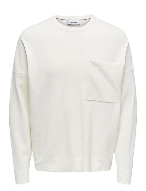 Se ONLY & SONS Onslamai Ovz 12 Ls Pocket Crew Knit ONLY & SONS White ved Booztlet