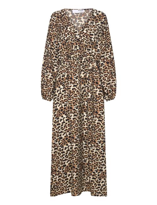 Slfsalli-Damina Ls Aop Ankle Dress B Selected Brown