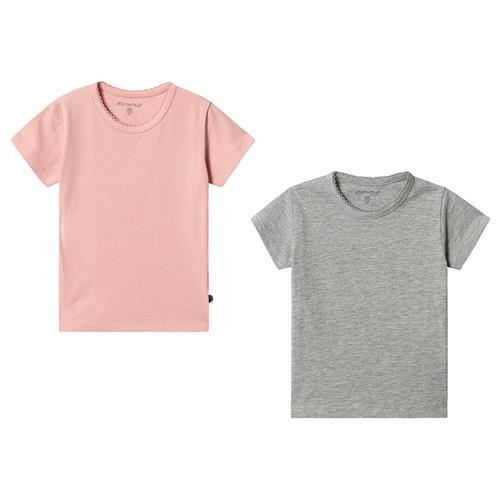 Se Minymo Basic T-Shirt 2-Pack Blush | Lyserød | 122 cm ved Babyshop