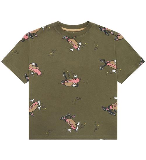 Se The New T-shirt - TnLex - Ivy Green Hot Dog AOP ved KidsWorld