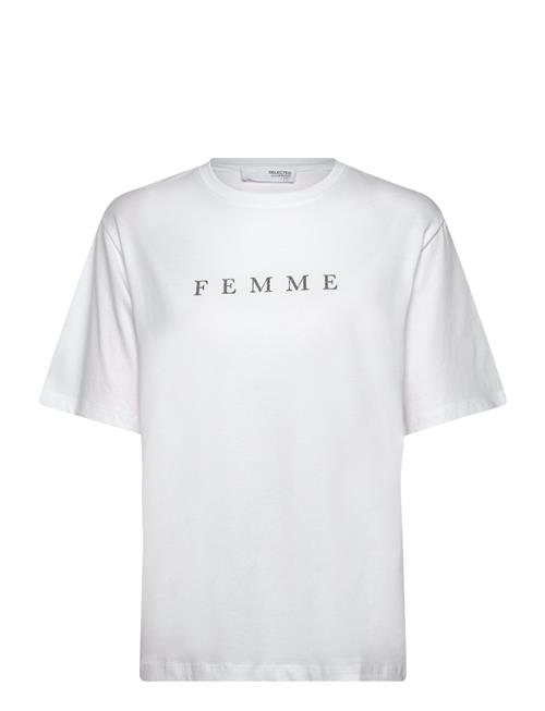 Slfvilja Ss Printed Tee W Selected White