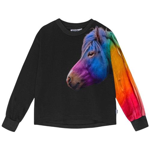 Se Molo GOTS Reniza Langærmet T-shirt Rainbow Friend | Sort | 110 cm ved Babyshop