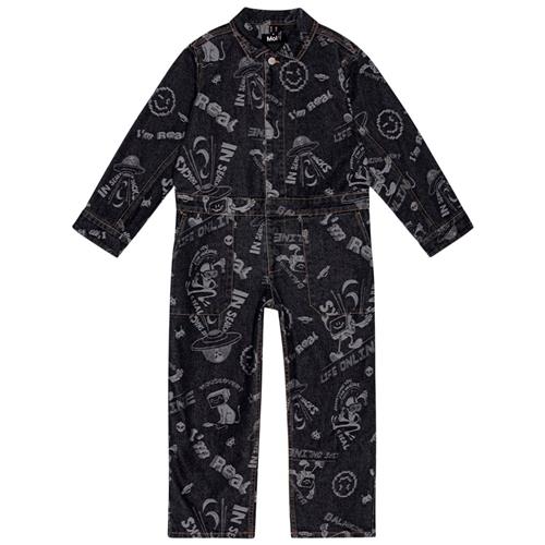 Se Molo Ayo Jumpsuit Comic Jacquard | Sort | 110/116 cm ved Babyshop