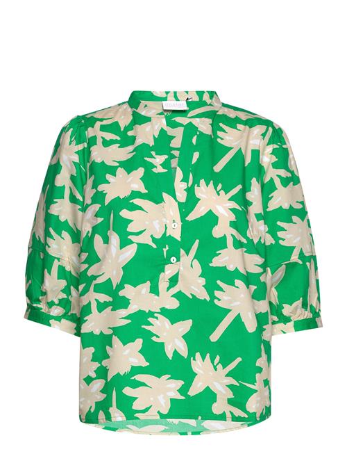 Top With Short Sleeves In Wild Flow Coster Copenhagen Green