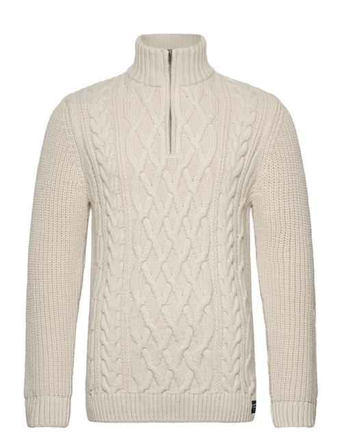 Se Superdry Jacob Cable Knit Half Zip Superdry Cream ved Booztlet