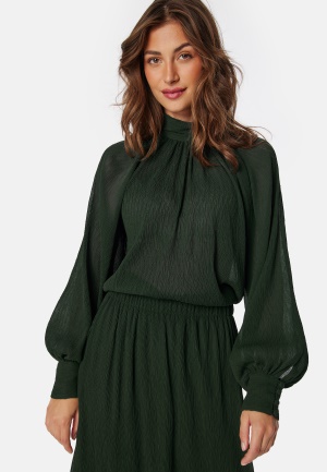 BUBBLEROOM High Collar Structured Blouse Dark green XL