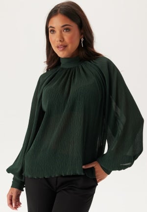 BUBBLEROOM High Collar Structured Blouse Dark green XS