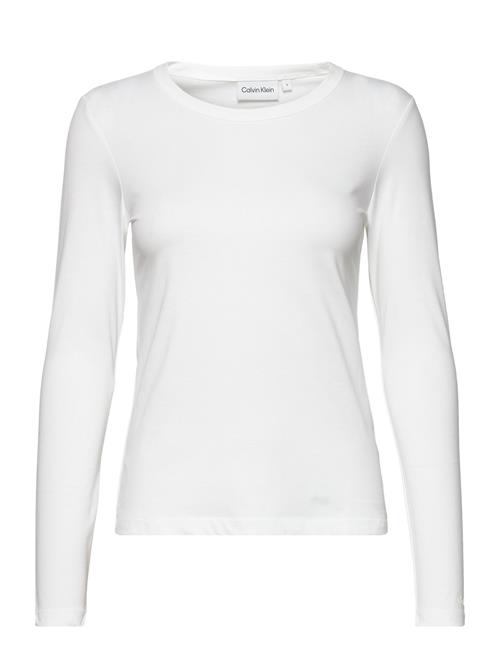 Calvin Klein Smooth Cotton Crew Neck Tee Ls Calvin Klein White