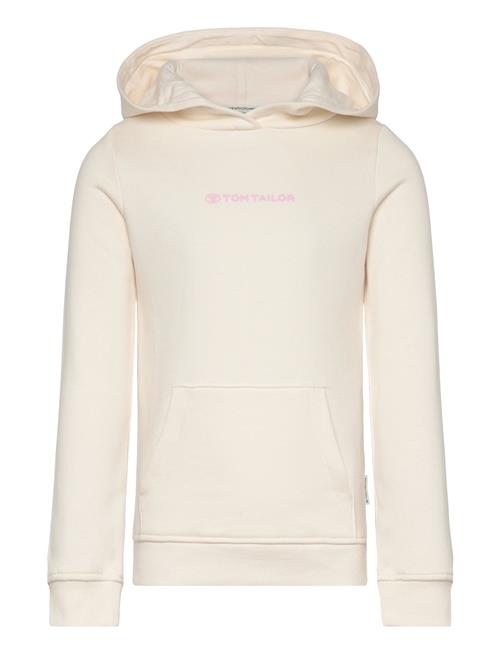 Se Tom Tailor Printed Logo Hoody Tom Tailor Cream ved Booztlet