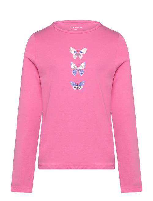 Se Tom Tailor Printed Longsleeve Tom Tailor Pink ved Booztlet