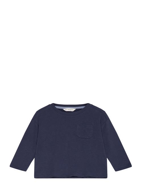 Se Mango Long Sleeve Cotton T-Shirt Mango Navy ved Booztlet