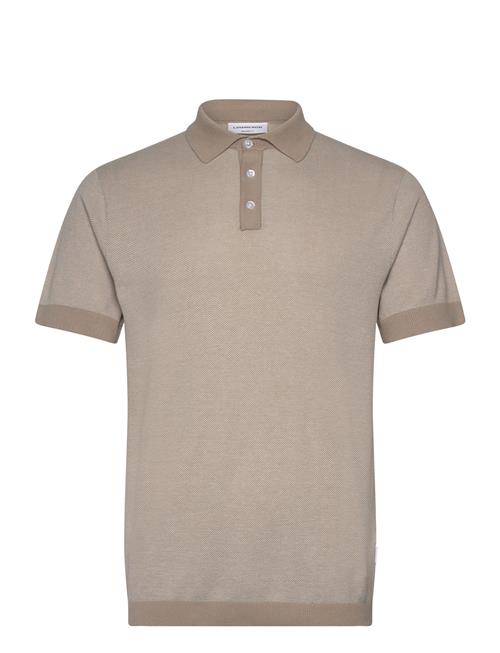 Knitted Polo S/S Contrast Lindbergh Beige