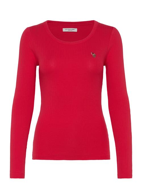 Se U.S. Polo Assn. Carlotta New Reg Rib Usp W Tee U.S. Polo Assn. Red ved Booztlet