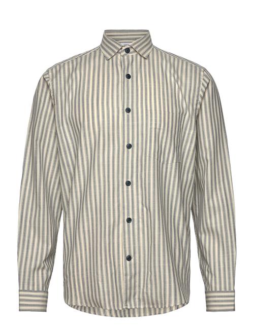 Lindbergh Striped Cotton Shirt L/S Lindbergh Beige