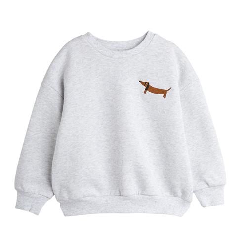 Se Mini Rodini GOTS Dog Sweatshirt Gråmeleret | Grå | 128/134 cm ved Babyshop