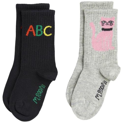Mini Rodini 2-pak GOTS ABC Strømper Multifarvede 20-23 EU  Grå  20-23 EU  Unisex